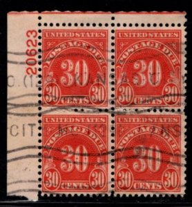 #J85  30c Postage Due Plate Block - Used