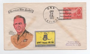 786 Gen. George C. Marshall on ships cancel cover U.S.S. Latimer Jan 14, 1953