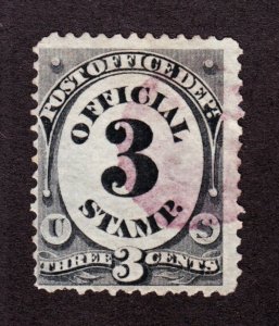 US O49 3c Post Office Department Official Used w/ Magenta Cork Fancy Cancel