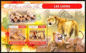 Burkina Faso 2022 Wild Cats Lions Sheet MNH