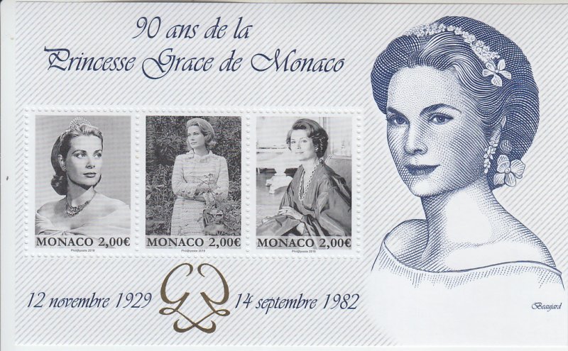 2019 Monaco Princess Grace MS3 (Scott NA) MNH