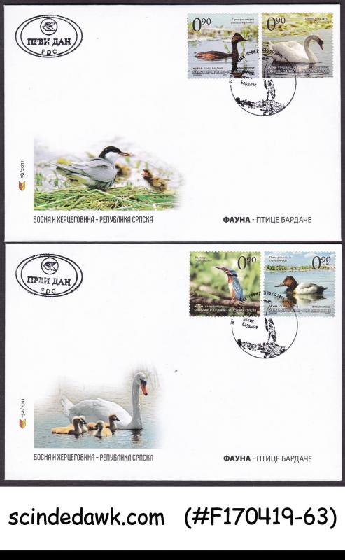 BOSNIA HERZEGOVINA - 2011 FAUNA / BIRDS OF BARDACA SET OF 2 FDC