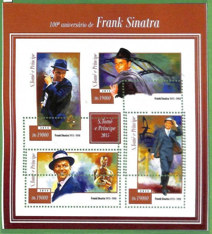 A3524-Sao Tome & Principe ERROR MISSPERF 2015  music cinema Frank Sinatra