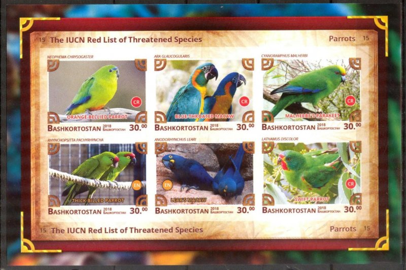Bashkortostan 2018 Birds Parrots II Imperf. MNH Cinderella !