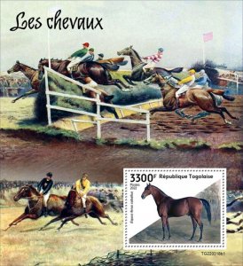 TOGO - 2022 - Horses - Perf Souv Sheet  - Mint Never Hinged