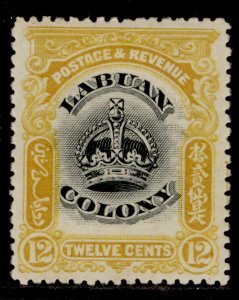 NORTH BORNEO - Labuan EDVII SG123, 12c black & yellow, M MINT. Cat £16. P 13½-14