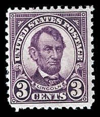 PCBstamps  US # 635  3c Lincoln, MH, (3)