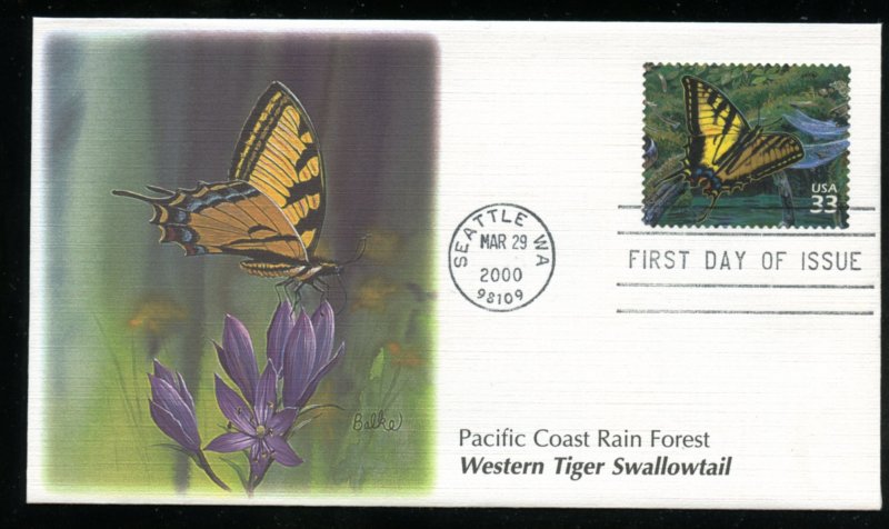 US 3378h Pacific Coast Rain Forest, Swallowtail UA Fleetwood cachet FDC
