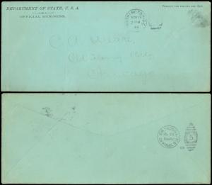 1899 WASH D.C. CDS, DEPARTMENT OF STATE, USA Official Business Penalty Envelope!