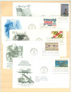 US 1629/1684 1976 5 addressed FDCs with artmaster & artcraft cachets