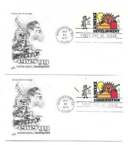 1723-24 Energy Conservation Development, ArtCraft set of two Mr Zip FDCs