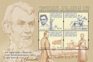 Union Island 2011 - President Abraham Lincoln - Sheet of 4 Stamps - MNH