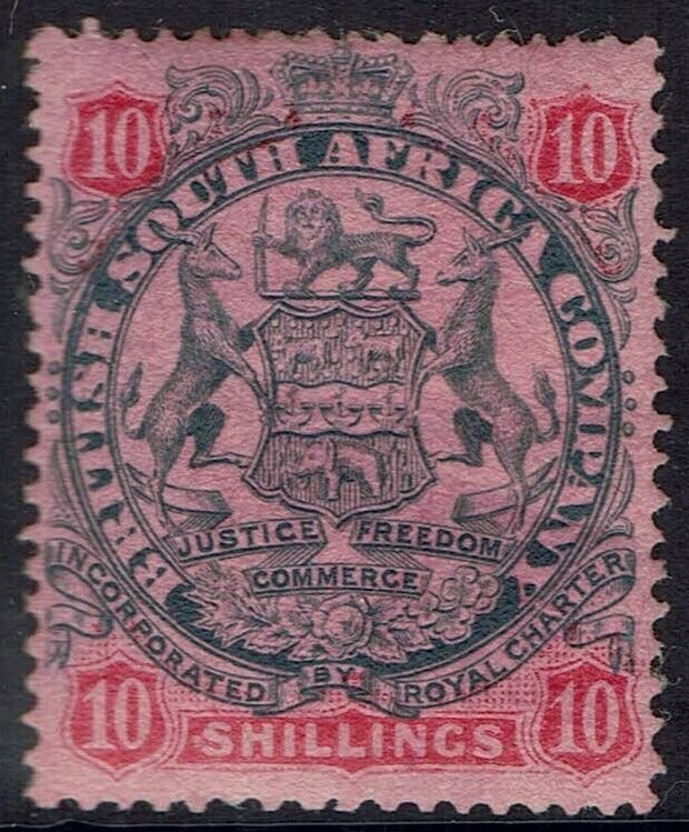 RHODESIA 1896 ARMS 10/- 