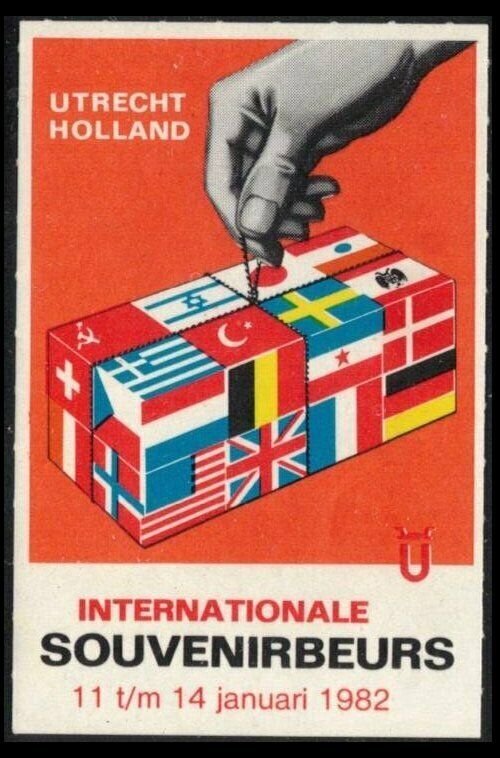 NETHERLAND INTERNATIONAL SOUVENIRS FAIR 11-14 JAN 1982 POSTER LABEL CINDERELLA