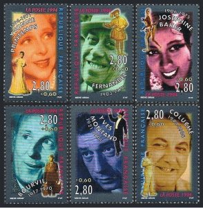 $1 World MNH Stamps (1207), France Scott B656-661, Strip of 6 + labels from book