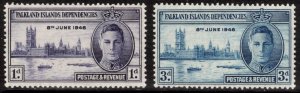 FALKLAND DEPENDENCIES 1946 Victory; Scott 1L9-10, SG G17-18; MNH