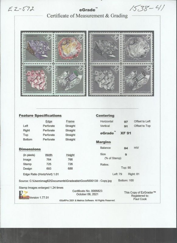 # 1538-1541 MINT NEVER HINGED ( MNH ) MINERALS XF+