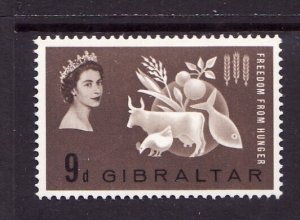 Gibraltar-Sc#161- id3-unused hinged Omnibus-QEII-Freedom From Hunger-1963-