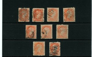 9 x SUPERB VF jumbo etc. COPIES Small Queen lot collection Canada used