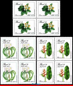 2168-70 BRAZIL 1989 PRESERVATION OF FLORA, FLOWERS PLANTS, MI# 2299-01 BLOCK MNH