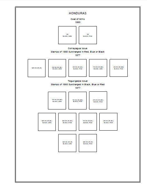 PRINTED HONDURAS [CLASS.] 1865-1940 STAMP ALBUM PAGES (48 pages)