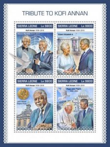 Sierra Leone - 2018 Kofi Annan - 4 Stamp Sheet - SRL18919a