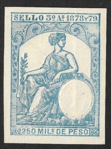 SPANISH ANTILLES CUBA PUERTO RICO 1878-79 250m Sellos CUT SQUARE Revenue Used