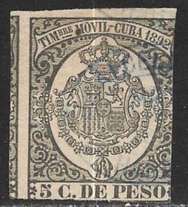 CUBA 1892 5c General Duty Timbre Movil Revenue CG10 Used