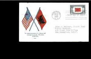 1943 FDC Overrun Nations Albania Washington DC