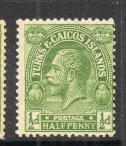 Turks & Caicos Islands 1922 Early Issue Fine Mint hinged Shade of 1/2d. 310155