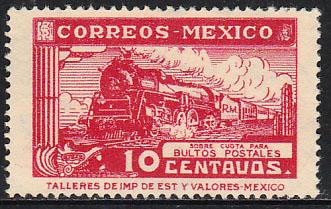 MEXICO Q3, 10cents PARCEL POST, STEAM ENGINE. UNUSED, NG. F-VF