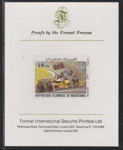 MAURITANIA 1982 FRENCH GRAND PRIX  imperf on FORMAT INTERNATIONAL PROOF CARD