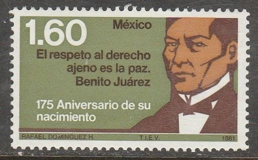 MEXICO 1229, BENITO JUATEZ 175th BIRTH ANNIVERSARY. MINT, NH. VF.