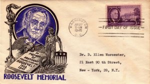 Scott 932 3 Cents Roosevelt Staehle FDC Typed Address Planty 932-31A