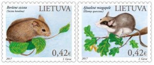 Lithuania Litauen Lituanie 2017 Red Book of Lithuania mouses set of 2 stamps MNH