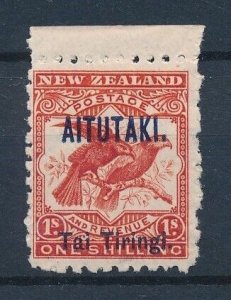 [116478] Aitutaki 1903 Tai Tiringi OVP on New Zealand 1 Sh red bird  MNH