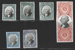 United States Revenues, Lot of 6 Trial Color Proofs