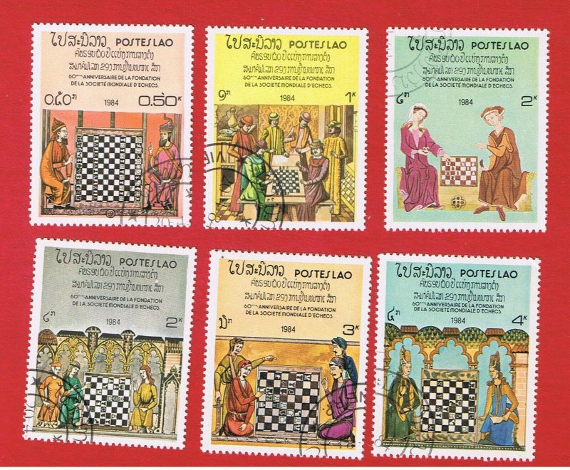 Laos #538-543  VF used  Chess  short set   Free S/H 