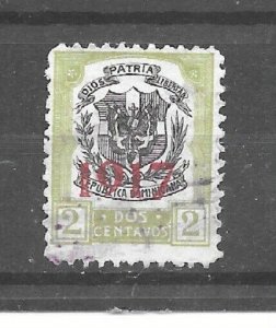 Dominican Republic Stamp- Scott # 215/A25-2c-Canc/H-1917-Overprinted-NG