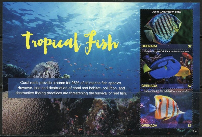 GRENADA  2017  TROPICAL FISH SET PF TWO SHEETS  MINT NH 