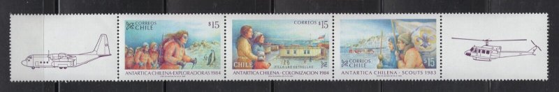 Chile #673a (1984 Antarctic Colonization strip) VFMNH CV $6.50