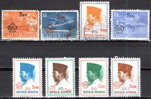 Indonesia: 1965; Sc. # 659-665--667, U/MLH Short Set