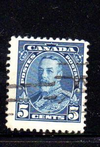 CANADA #221  1935  5c  KING GEORGE VI          F-VF  USED  c