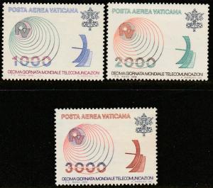 VATICAN C63-C65, WORLD TELECOMMUNICATIONS DAY. MINT, NH. F-VF. (468)