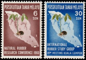 ✔️ MALAYA FEDERATION 1960 - RUBBER 15th MEETING - SC.  96/97 MNH ** [5CW8]