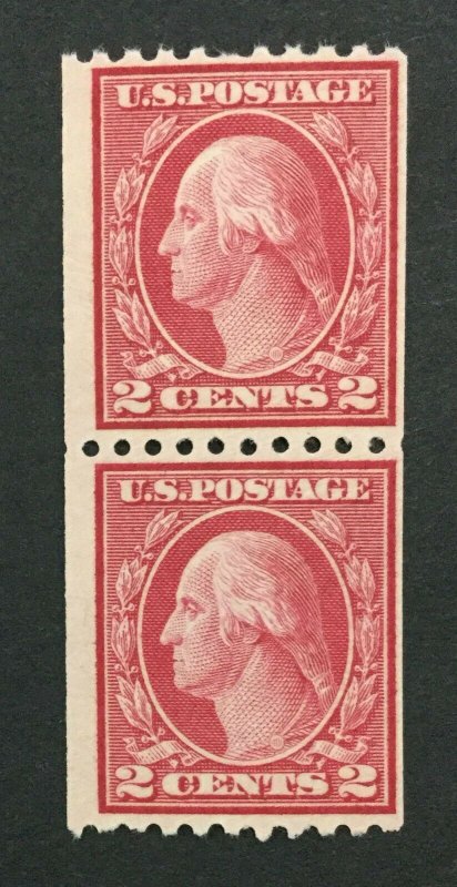 MOMEN: US #487 PAIR MINT OG NH POST OFFICE FRESH #29501