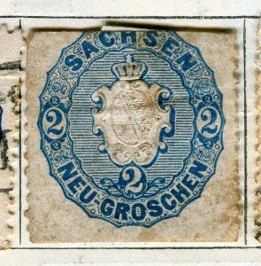 GERMANY; SAXONY 1860s early classic rouletted issue fine used 2g. value