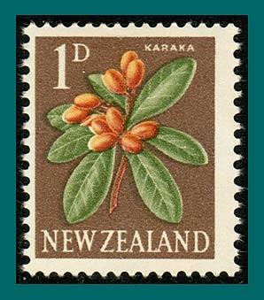 New Zealand 1963 Karaka Flower, 1d coil, MNH  #334c,SG782b