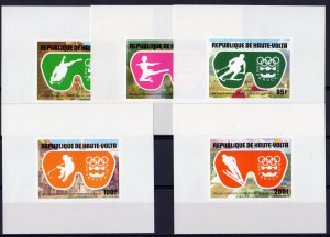 Upper Volta 1975 Sc#384/86C225/26 INNSBRUCK OLYMPICS 5 DELUXE S/S IMPERF.MNH