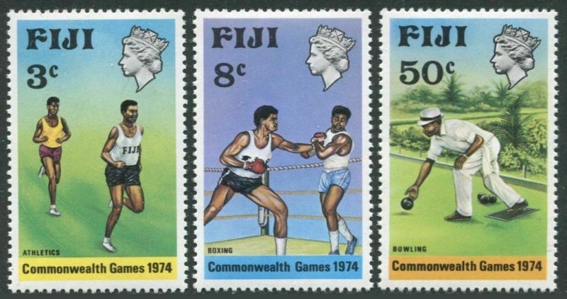 Fiji 341-343,MNH.Michel 314-316. Commonwealth Games 1974.Runners,Boxing,Bowling. 